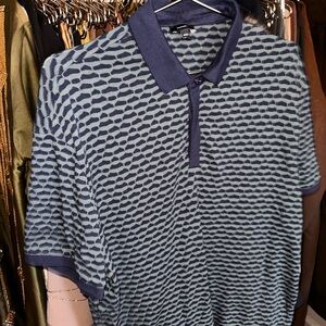 Express Navy and Light Blue Geometric Polo